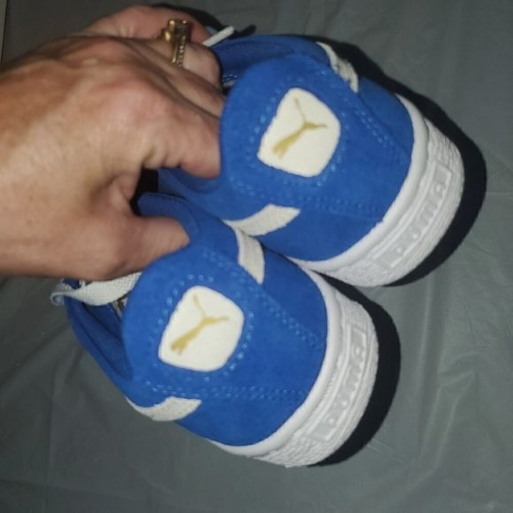 Puma‎ Suede Jr Unisex Snorkel Blue & White Sz. 4.5C Sneaker - Picture 7 of 11